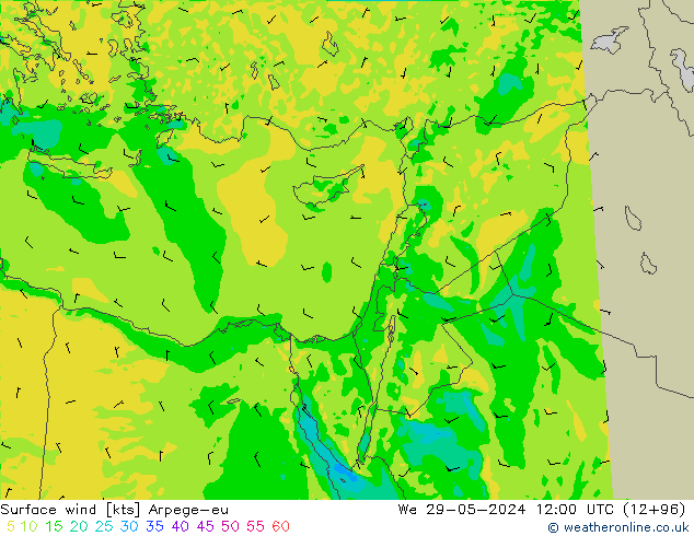 wiatr 10 m Arpege-eu śro. 29.05.2024 12 UTC