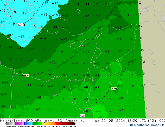 Height/Temp. 500 hPa Arpege-eu We 29.05.2024 18 UTC