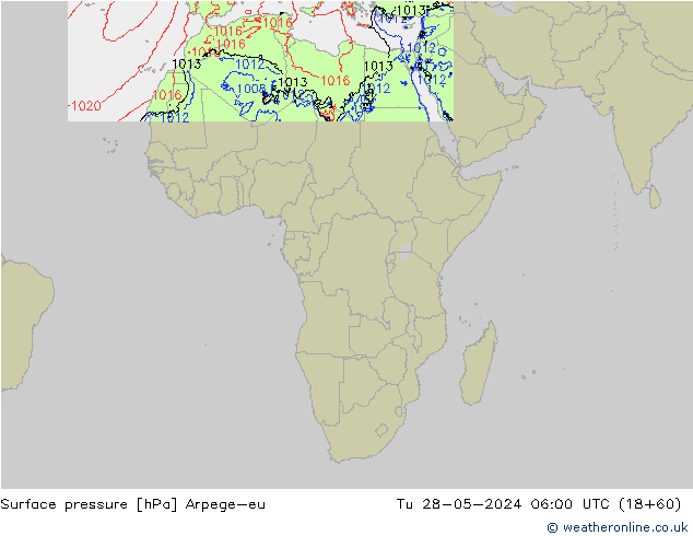 Surface pressure Arpege-eu Tu 28.05.2024 06 UTC