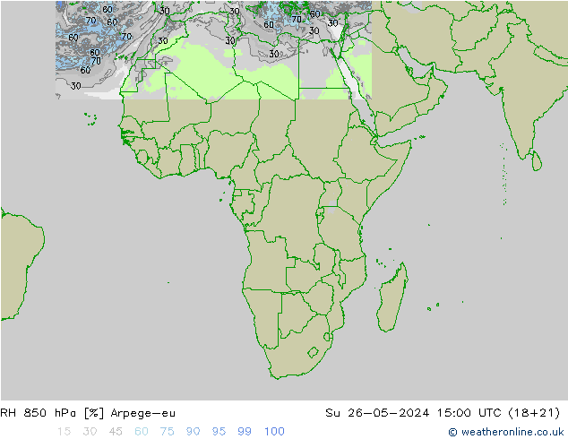 RH 850 hPa Arpege-eu Su 26.05.2024 15 UTC