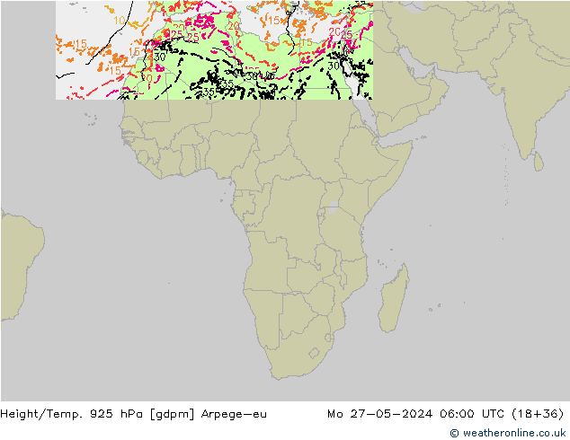 Height/Temp. 925 hPa Arpege-eu lun 27.05.2024 06 UTC