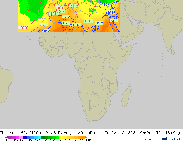 850-1000 hPa Kalınlığı Arpege-eu Sa 28.05.2024 06 UTC