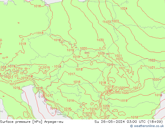 Presión superficial Arpege-eu dom 26.05.2024 03 UTC