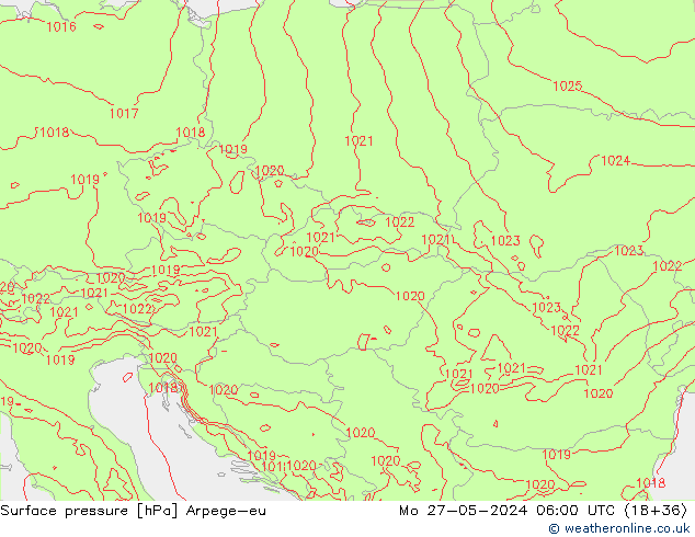 Surface pressure Arpege-eu Mo 27.05.2024 06 UTC