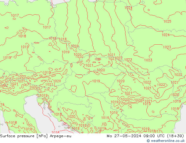 приземное давление Arpege-eu пн 27.05.2024 09 UTC