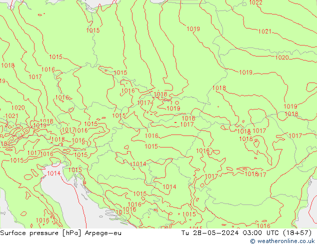 Surface pressure Arpege-eu Tu 28.05.2024 03 UTC