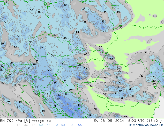 RH 700 hPa Arpege-eu dom 26.05.2024 15 UTC