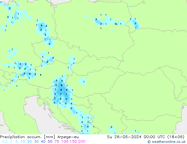 Precipitation accum. Arpege-eu  26.05.2024 00 UTC