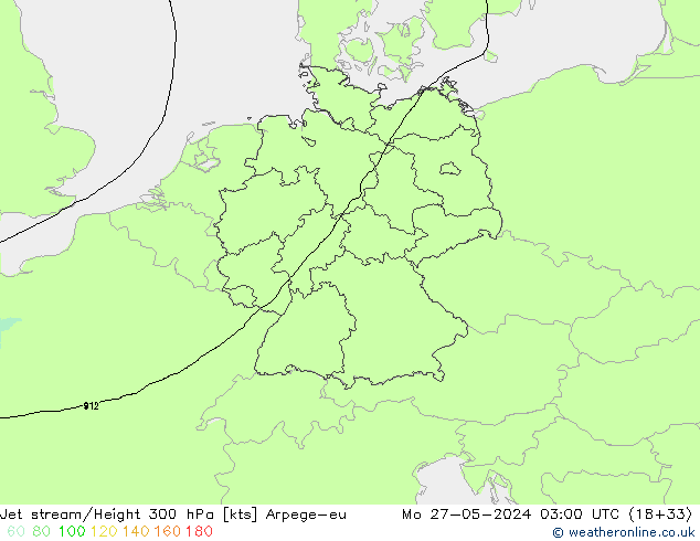 Jet stream Arpege-eu Seg 27.05.2024 03 UTC