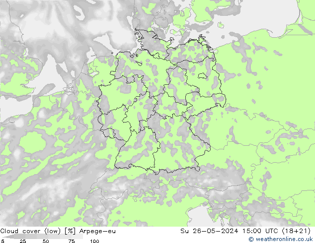 Bewolking (Laag) Arpege-eu zo 26.05.2024 15 UTC