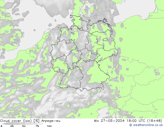 Nubi basse Arpege-eu lun 27.05.2024 18 UTC