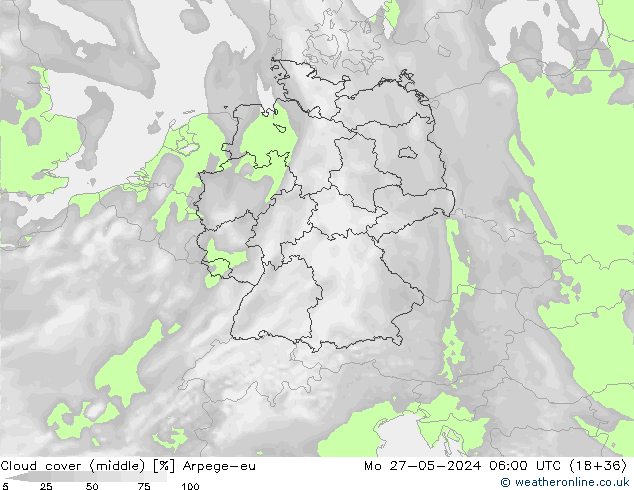 Nuages (moyen) Arpege-eu lun 27.05.2024 06 UTC