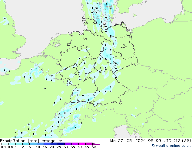 Neerslag Arpege-eu ma 27.05.2024 09 UTC