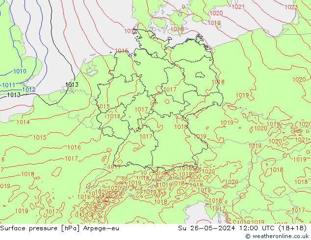 Surface pressure Arpege-eu Su 26.05.2024 12 UTC