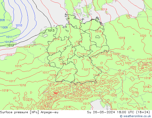 Surface pressure Arpege-eu Su 26.05.2024 18 UTC