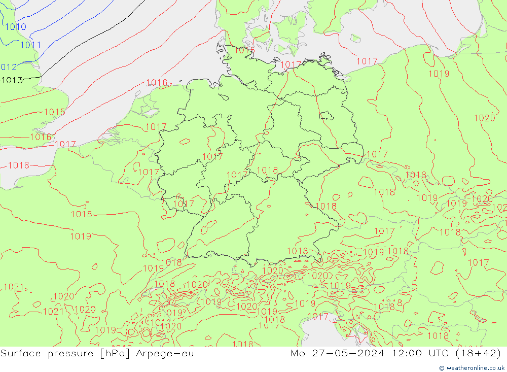 Luchtdruk (Grond) Arpege-eu ma 27.05.2024 12 UTC