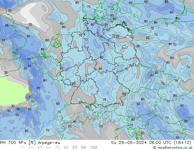 RH 700 hPa Arpege-eu So 26.05.2024 06 UTC