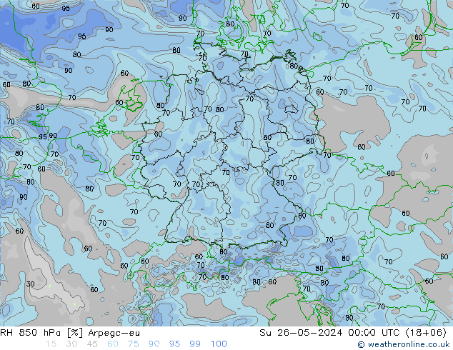 RH 850 hPa Arpege-eu Su 26.05.2024 00 UTC