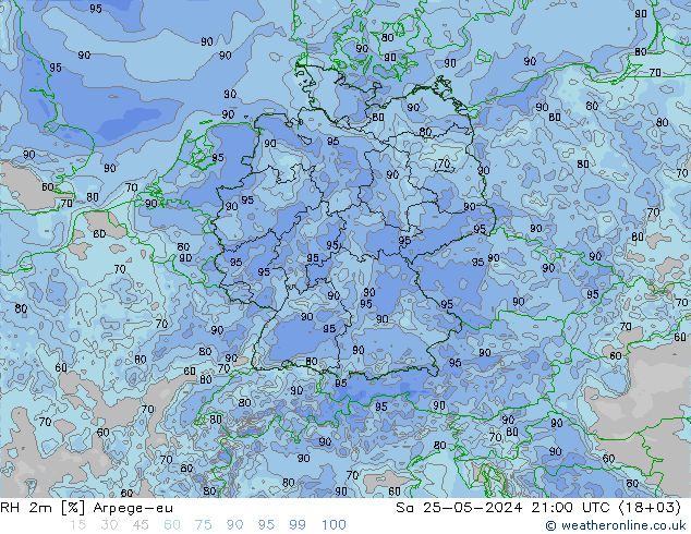 RH 2m Arpege-eu So 25.05.2024 21 UTC