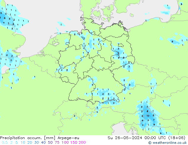 Precipitation accum. Arpege-eu dom 26.05.2024 00 UTC