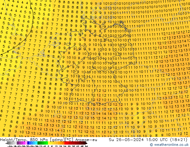 Height/Temp. 850 hPa Arpege-eu So 26.05.2024 15 UTC