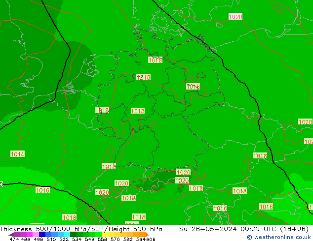 Schichtdicke 500-1000 hPa Arpege-eu So 26.05.2024 00 UTC