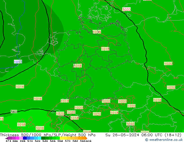 Thck 500-1000hPa Arpege-eu Su 26.05.2024 06 UTC