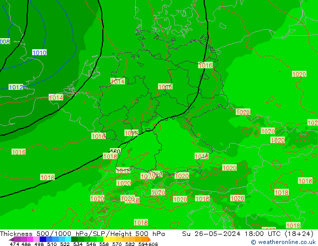 500-1000 hPa Kalınlığı Arpege-eu Paz 26.05.2024 18 UTC