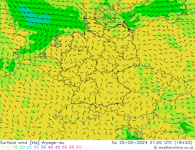 Surface wind Arpege-eu Sa 25.05.2024 21 UTC