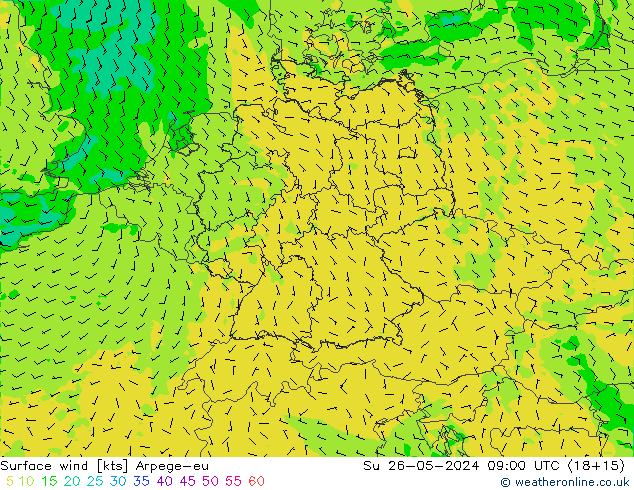 Surface wind Arpege-eu Su 26.05.2024 09 UTC