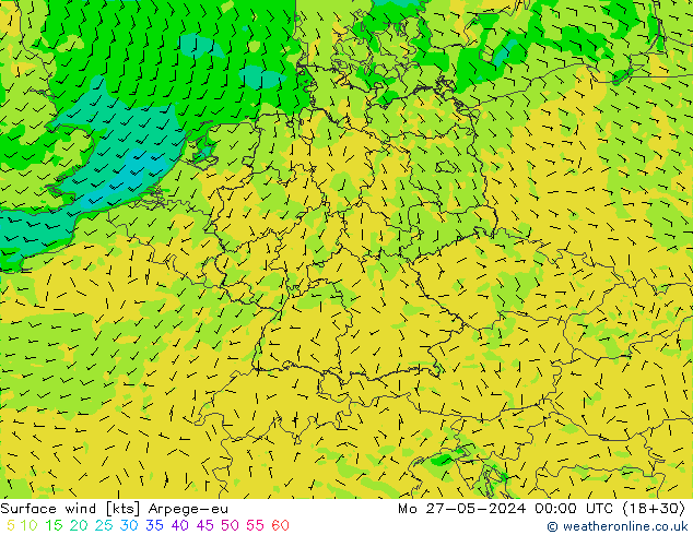 Rüzgar 10 m Arpege-eu Pzt 27.05.2024 00 UTC