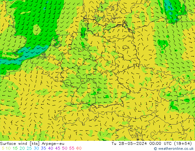 Wind 10 m Arpege-eu di 28.05.2024 00 UTC