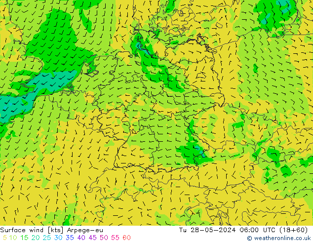 ветер 10 m Arpege-eu вт 28.05.2024 06 UTC