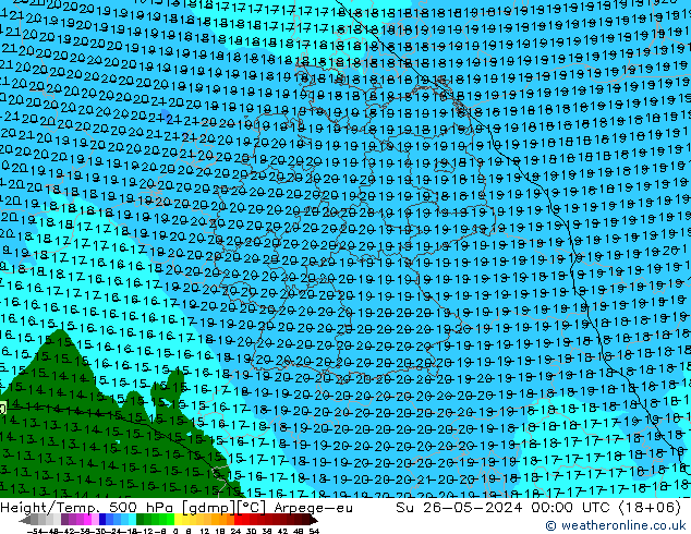 Height/Temp. 500 hPa Arpege-eu Ne 26.05.2024 00 UTC