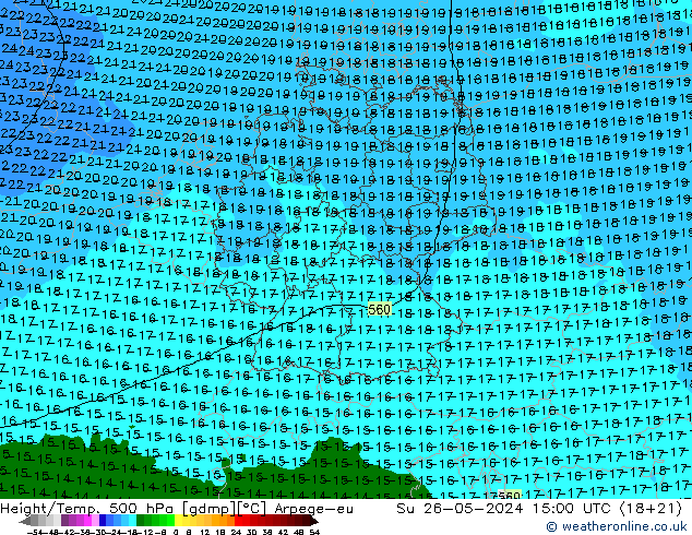 Height/Temp. 500 hPa Arpege-eu Su 26.05.2024 15 UTC