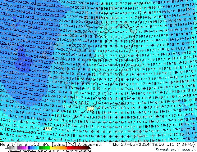 Height/Temp. 500 hPa Arpege-eu Mo 27.05.2024 18 UTC