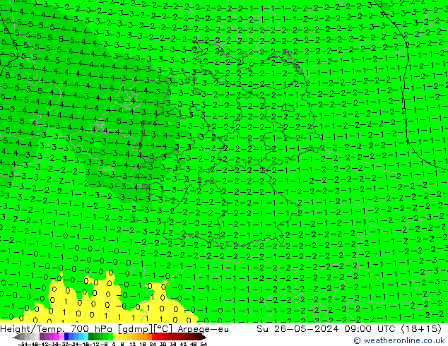 Height/Temp. 700 hPa Arpege-eu dom 26.05.2024 09 UTC