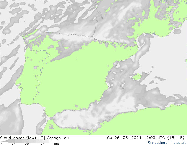 Wolken (tief) Arpege-eu So 26.05.2024 12 UTC