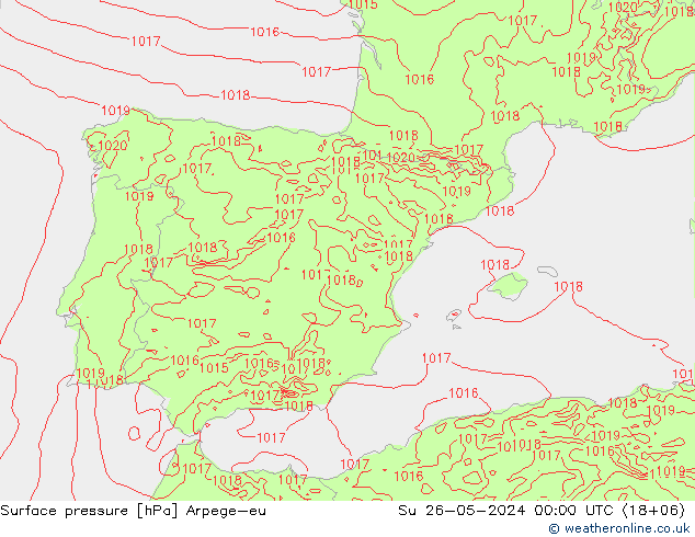 Presión superficial Arpege-eu dom 26.05.2024 00 UTC