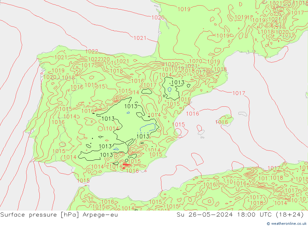 pression de l'air Arpege-eu dim 26.05.2024 18 UTC