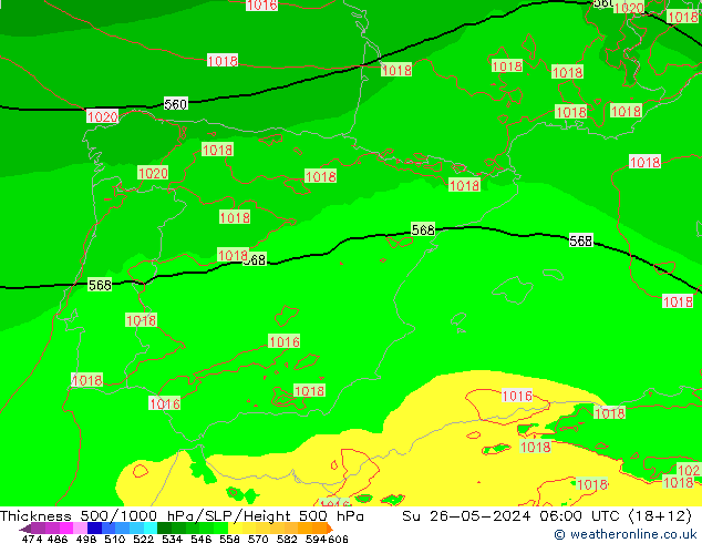 Thck 500-1000hPa Arpege-eu Su 26.05.2024 06 UTC