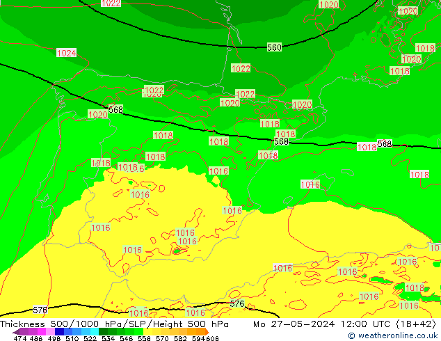 Thck 500-1000hPa Arpege-eu Mo 27.05.2024 12 UTC