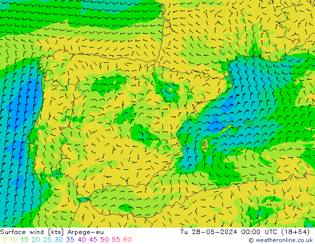 Rüzgar 10 m Arpege-eu Sa 28.05.2024 00 UTC