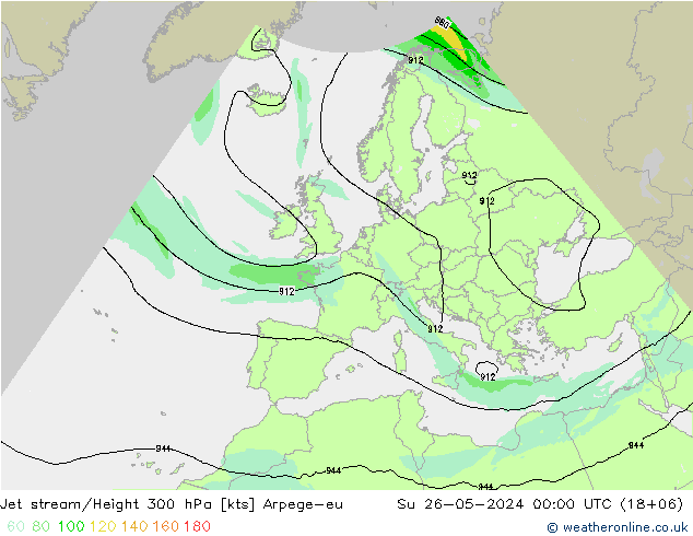 Jet stream/Height 300 hPa Arpege-eu Ne 26.05.2024 00 UTC