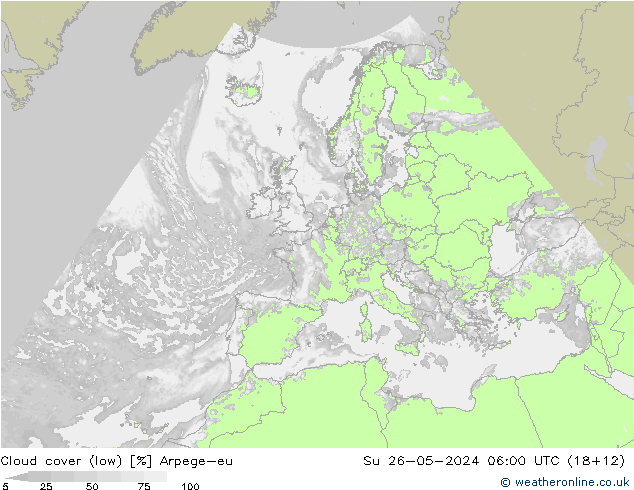 Wolken (tief) Arpege-eu So 26.05.2024 06 UTC