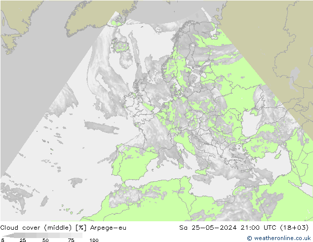 Nubes medias Arpege-eu sáb 25.05.2024 21 UTC