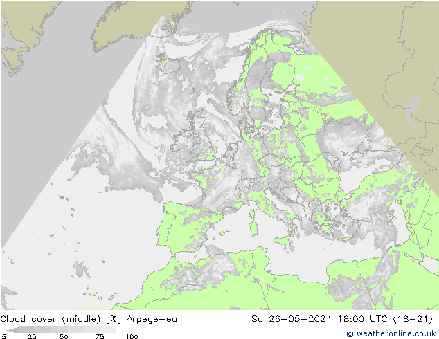 Nubes medias Arpege-eu dom 26.05.2024 18 UTC