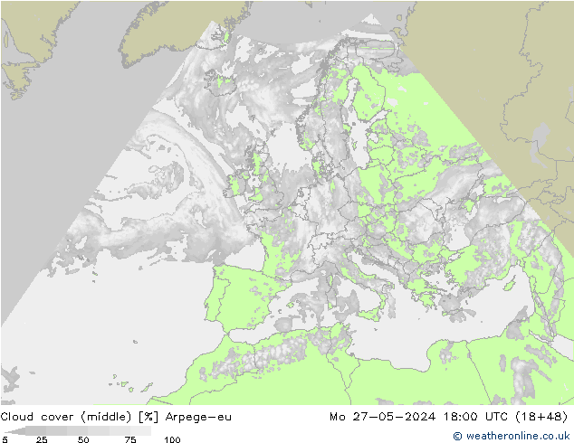 oblačnosti uprostřed Arpege-eu Po 27.05.2024 18 UTC