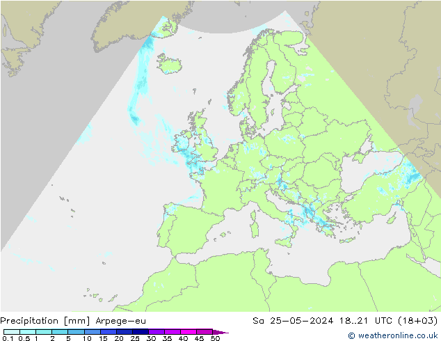 降水 Arpege-eu 星期六 25.05.2024 21 UTC