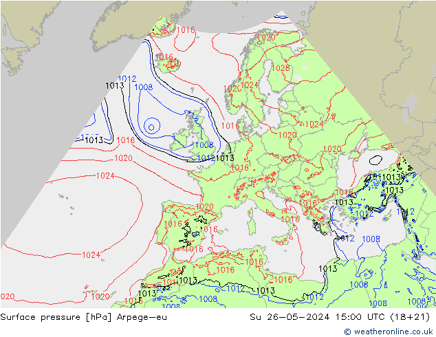 Bodendruck Arpege-eu So 26.05.2024 15 UTC